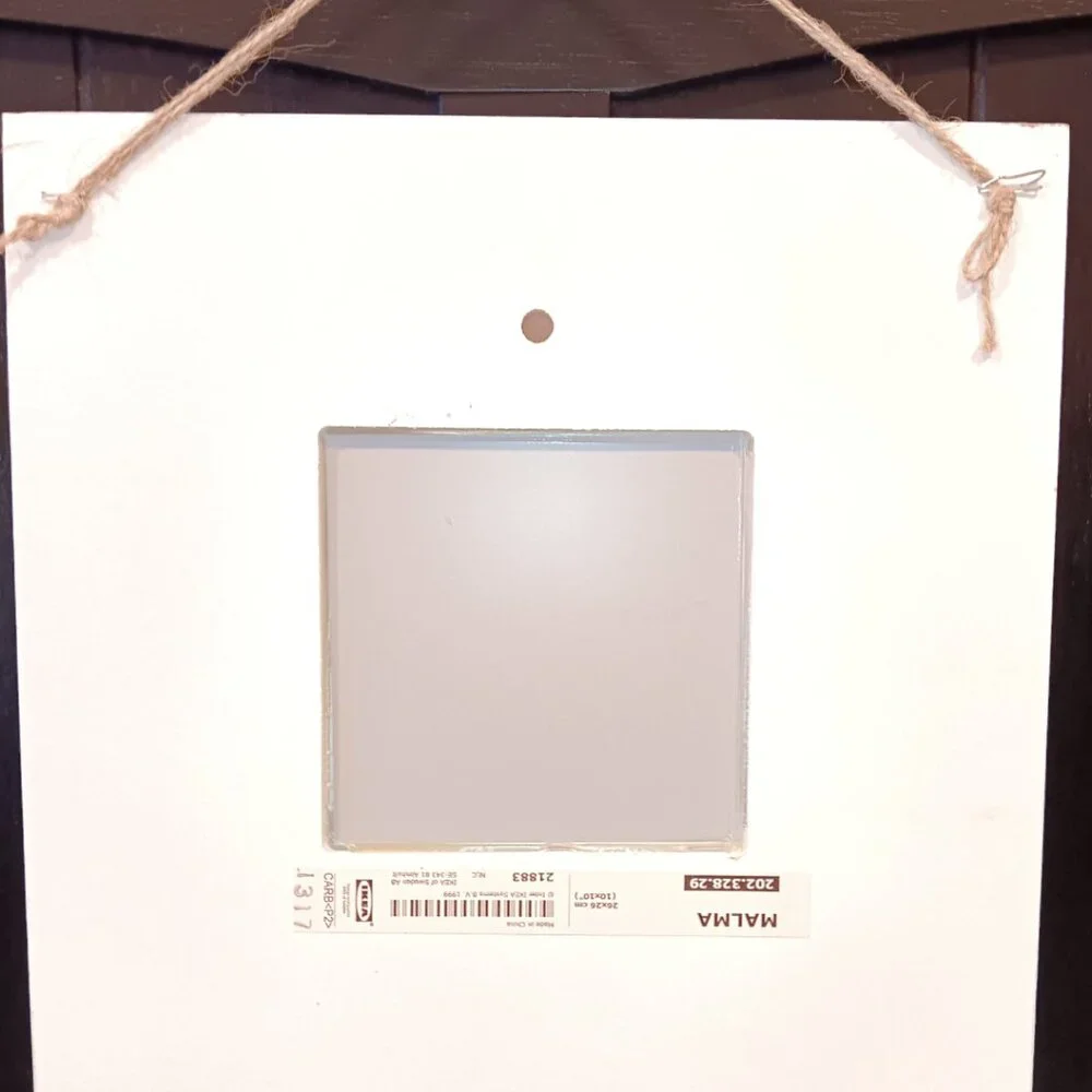 IKEA MALMA Framed Art Mirror- Square-BELIEVE-White-Gray-10x10